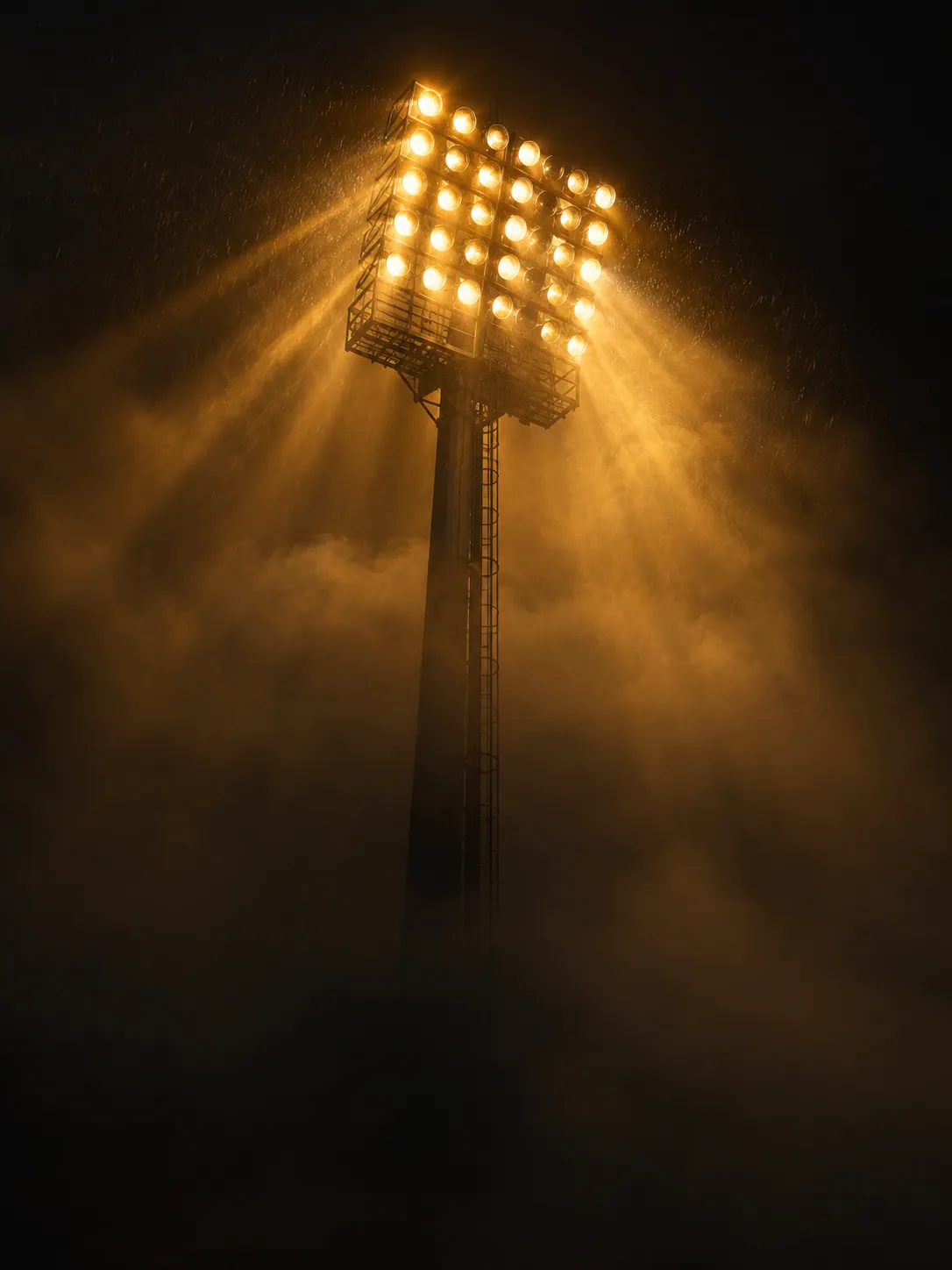 Focos de un estadio durante un partido nocturno
